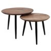 Salontafel Zurich - ø60/ø50 - Naturel/zwart - Acaciahout/ijzer - Set van 2