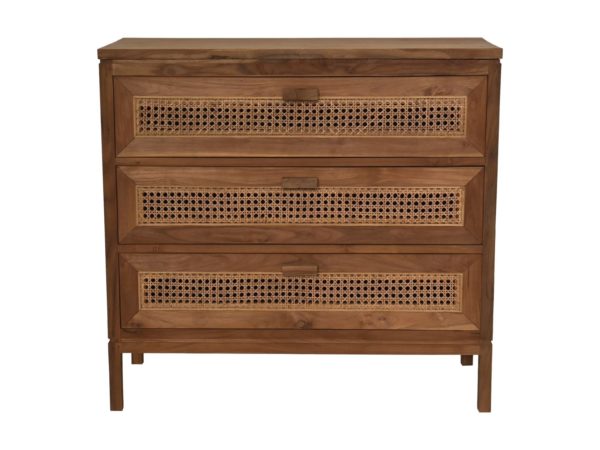 HSM Collection-Dressoir 3 La-90x42x85-Naturel-Rotan/Teak