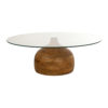Stella salontafel Ø100, H35, Smooth Natural, Clear glass