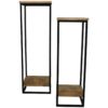 Plantenstandaard - 30x30x90 - Naturel/zwart - Mangohout/ijzer - Set van 2