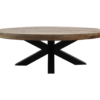 Ovale salontafel - 130x80x45 - Naturel/zwart - Mangohout/metaal