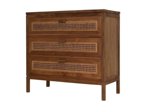 HSM Collection-Dressoir 3 La-90x42x85-Naturel-Rotan/Teak - Image 2