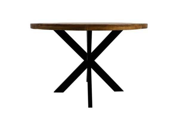 Ronde eettafel Melbourne - ø80x76 - Naturel/zwart - Mangohout/ijzer - Afbeelding 2