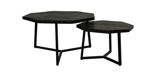 Salontafel Urban - 72x72x41 - Mangohout/ijzer - Zwart - Set van 2 - Image 2