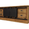 TV meubel Blackburn - 150x40x56,5 - Naturel/zwart - reclaimed teak/metaal - Afbeelding 2