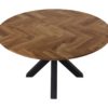 Tafel Fishbone Rond- 140x140x76 - Naturel/zwart - Eiken/metaal - Afbeelding 3
