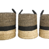 Mandenset Malibu - zwart/naturel - waterhyacint - set van 3 - Afbeelding 3