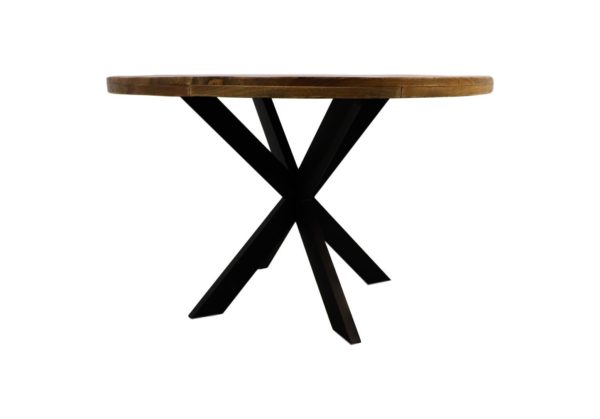 Ronde eettafel Melbourne - ø80x76 - Naturel/zwart - Mangohout/ijzer - Afbeelding 3