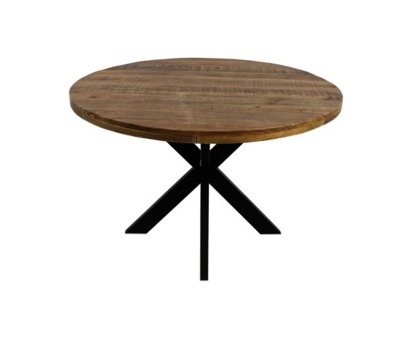 Ronde eettafel Melbourne - ø80x76 - Naturel/zwart - Mangohout/ijzer - Afbeelding 4