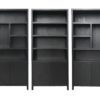 Wandkast met 4 vakken - 100x42x215 - Zwart - Teak veneer - Afbeelding 4