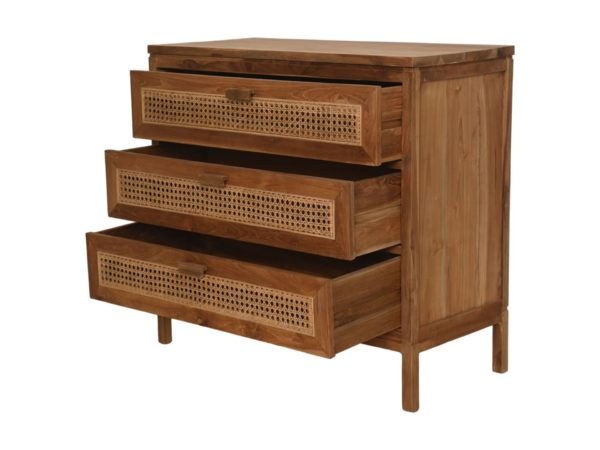 HSM Collection-Dressoir 3 La-90x42x85-Naturel-Rotan/Teak - Image 5