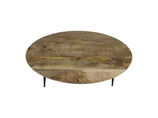 Ovale Salontafel Bern - 100x60x38 - Naturel/zwart - Mangohout/metaal - Image 5