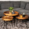 Bijzettafel Ventura - ø50 cm - mangohout/ijzer - naturel - Afbeelding 5