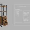 Boekenkast - 55x35x175 - Naturel/zwart - Mangohout/metaal - Afbeelding 6
