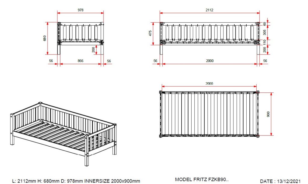 Deze FRITZ combinatie in wit bestaat uit een bed (90x200) en bijhorend rolbed. - Afbeelding 9