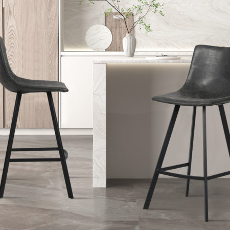 Barstoel 'Ozan' PU Zwart (2 per doos)
