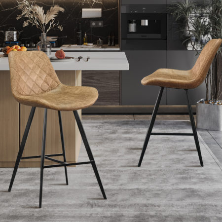 Barstoel 'Alicante' PU Cognac - DEC7972-1 (2 per doos)