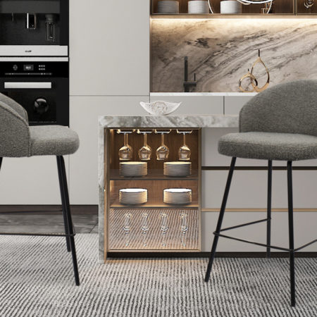 Barstoel 'June' Bouclé Grijs (2 per doos)