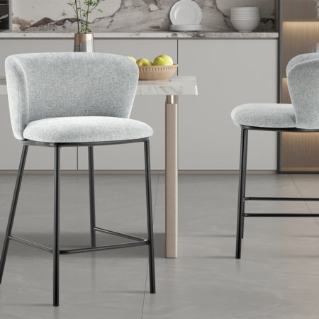 Barstoel 'Arthur' Stof Lichtgrijs (2 per doos)