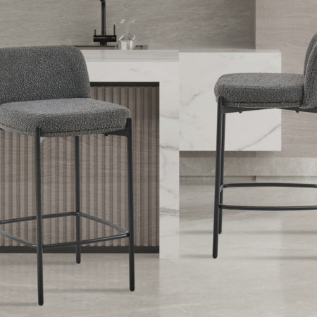 Barstoel 'Ella' Stof Grijs (2 per doos)