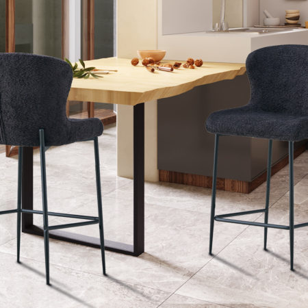 Barstoel 'Lisa' Bouclé Donkergrijs (2 per doos)