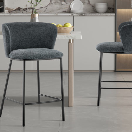 Barstoel 'Arthur' Stof Donkergrijs (2 per doos)