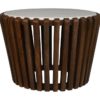 HSM Collection-Ronde Bijzettafel-ø60x60-Bruin/Wit-Mango/Marmer