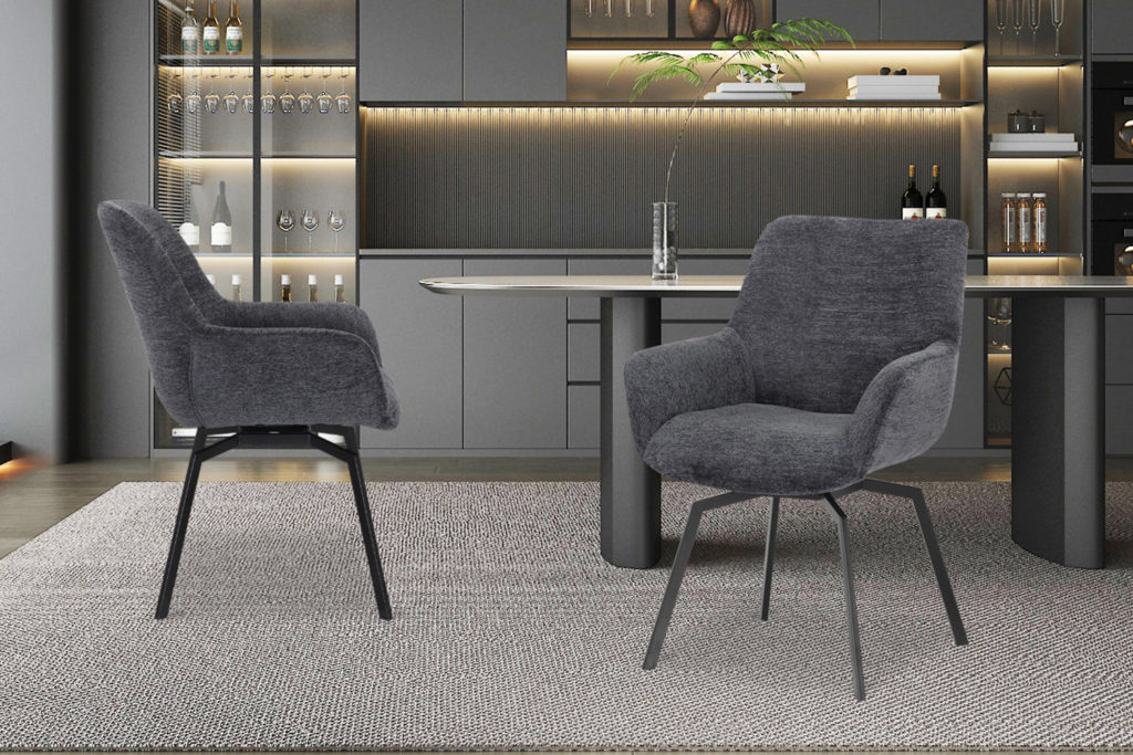 Stoel 'Modest' Draaibaar Stof Teddy Donkergrijs (1 per doos)