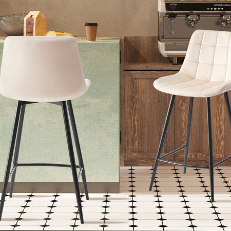 Barstoel 'Juta' Fluweel Beige (2 per doos)