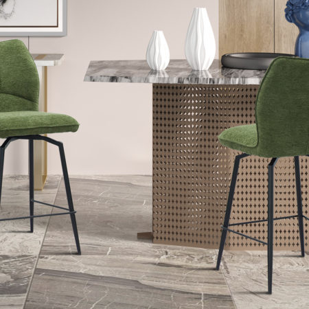 Barstoel 'Lara' Draaibaar Stof Groen (2 per doos)