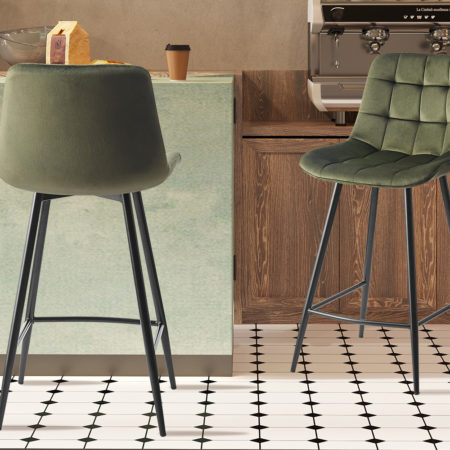 Barstoel 'Juta' Fluweel Groen (2 per doos)