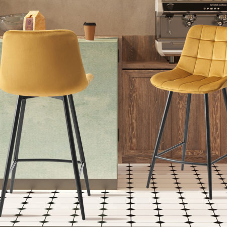 Barstoel 'Juta' Fluweel Goud (2 per doos)