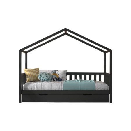 Antraciet DALLAS bed (90x200) en bijhorend rolbed.