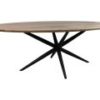 HSM Collection-Ovale Eettafel Zurich-220x100x76-Naturel/Zwart-Acacia/Metaal
