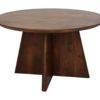 Ronde salontafel met kruispoot - 80X80X45 - mat bruin - Mangohout - Afbeelding 2