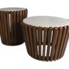 HSM Collection-Ronde Bijzettafel-ø60x60-Bruin/Wit-Mango/Marmer - Afbeelding 2