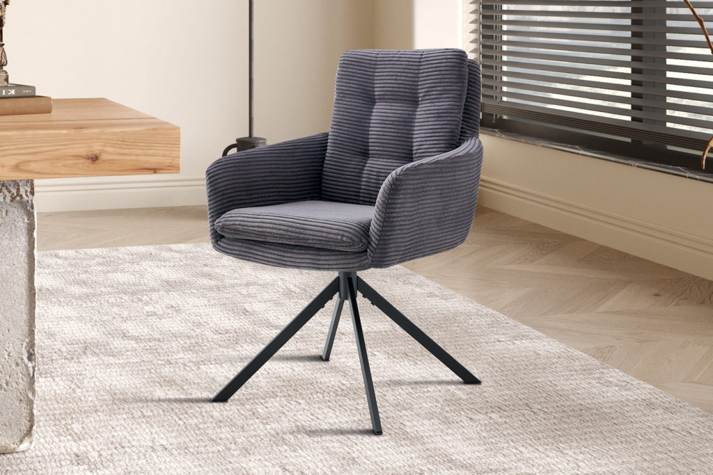 Stoel 'Luna' Draaibaar Corduroy Grijs (2 per doos) - Afbeelding 2