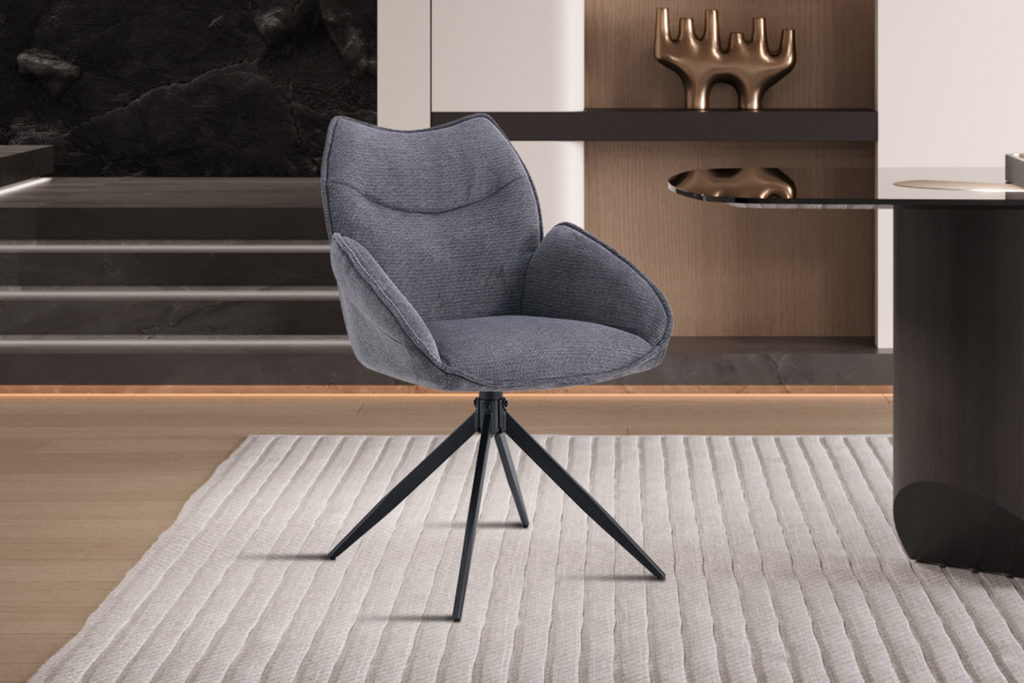 Stoel 'Mahi' Draaibaar Stof Donkergrijs (2 per doos) - Afbeelding 2