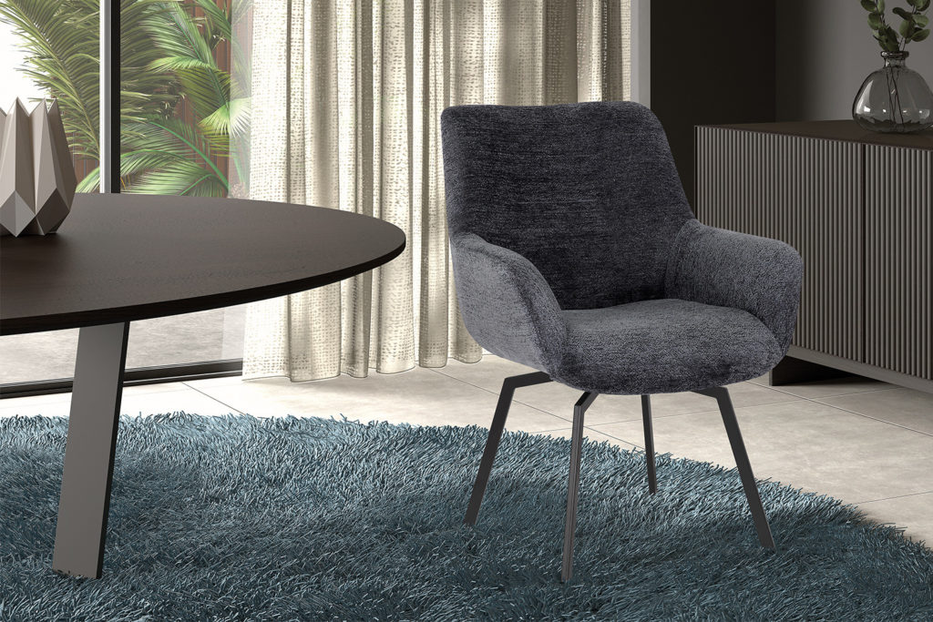 Stoel 'Modest' Draaibaar Stof Teddy Donkergrijs (1 per doos) - Afbeelding 2