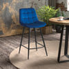 Barstoel 'Juta' Fluweel Blauw (2 per doos) - Afbeelding 2