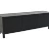 Tv meubel 3 deurs - 160x42x55 Zwart - Teak Veneer - Afbeelding 2