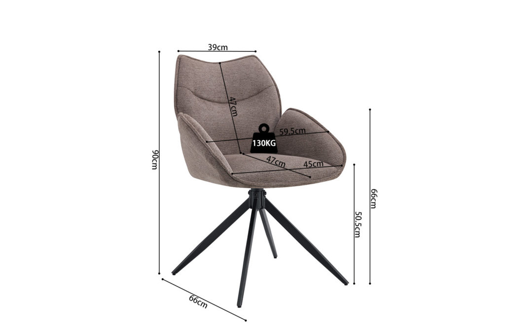 Stoel 'Mahi' Draaibaar Stof Peper (2 per doos) - Afbeelding 11