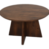 Ronde salontafel met kruispoot - 80X80X45 - mat bruin - Mangohout - Afbeelding 3