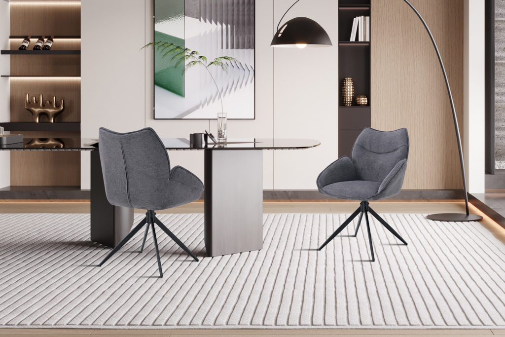 Stoel 'Mahi' Draaibaar Stof Donkergrijs (2 per doos) - Afbeelding 3