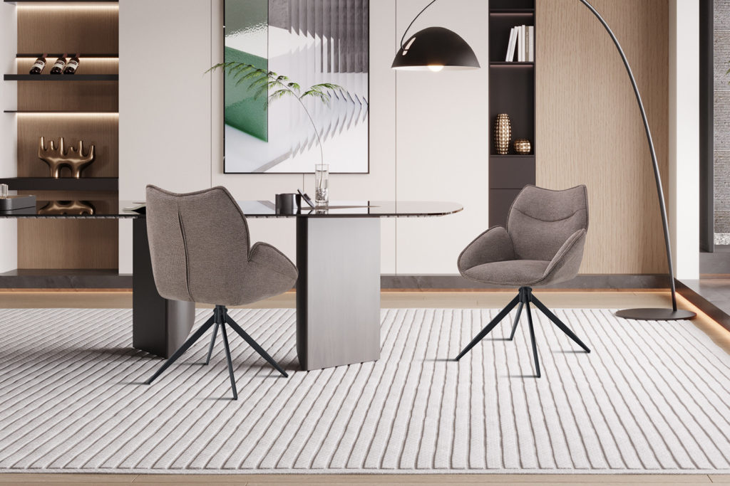 Stoel 'Mahi' Draaibaar Stof Peper (2 per doos) - Afbeelding 3