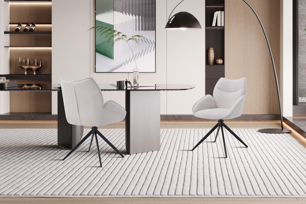 Stoel 'Mahi' Draaibaar Stof Beige (2 per doos) - Afbeelding 3