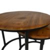 HSM Collection-Ronde Bijzettafel Ronin S/2-ø70x46 / ø55x40-Bruin/Zwart-Mango/Metaal - Afbeelding 3
