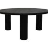 Salontafel rond pilaar poot - 80x80x35 - Zwart - Mangonhout - Afbeelding 4