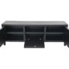 Tv meubel 3 deurs - 160x42x55 Zwart - Teak Veneer - Afbeelding 4