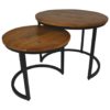 HSM Collection-Ronde Bijzettafel Ronin S/2-ø70x46 / ø55x40-Bruin/Zwart-Mango/Metaal - Afbeelding 4